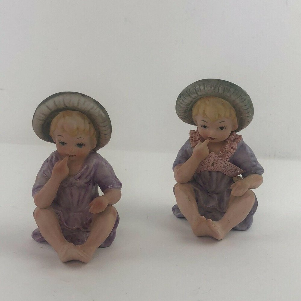 Vintage Ceramic Hand-Painted Farm Girls Figurines